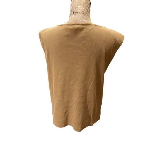 Banana Republic Women's XL Beige Sleeveless Crew Neck Tank Top - Picture 4 of 7